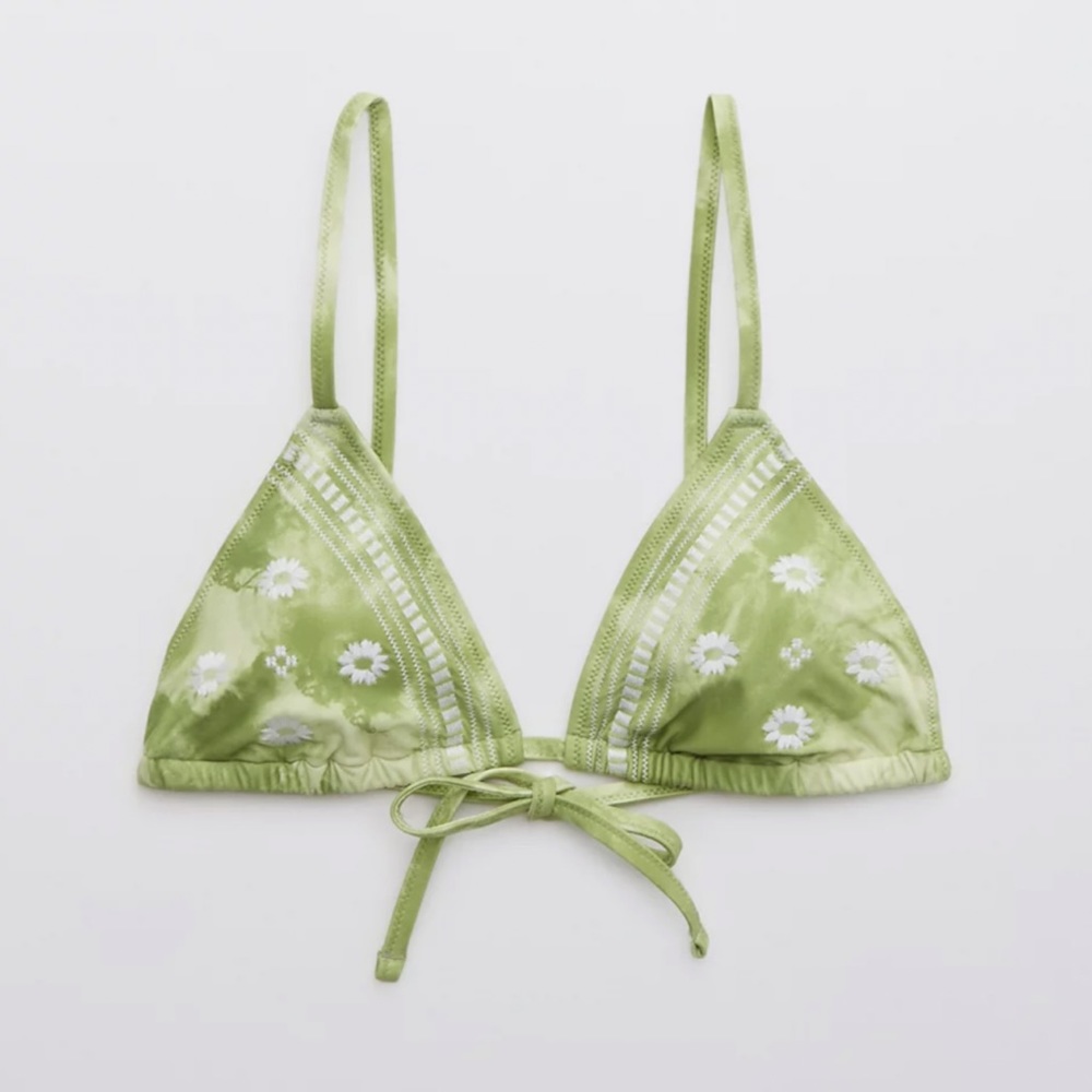 Aerie Embroidered Triangle Bikini Top